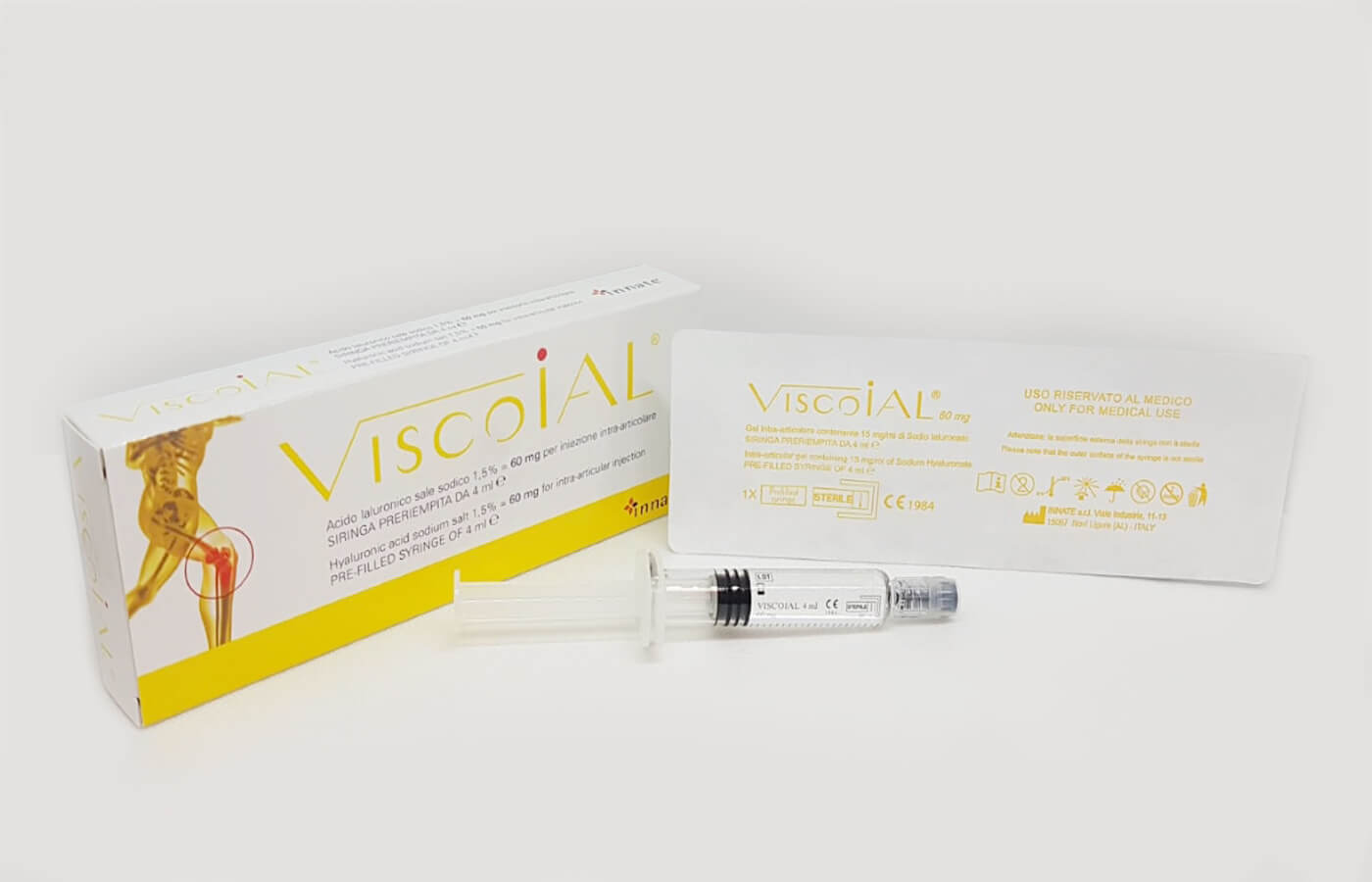 Viscoial 40 MG, hyaluronik asidin sodyum tuzuna dayanan tıbbi bir üründür. Hyaluronik asit, fermantasyon yoluyla elde edilen 1000 ila 1500 kDa arasında sabit bir moleküler ağırlığa sahiptir: bu, ürünün mutlak saflığını garanti eder, alerjen ve inflamatuar reaksiyon risklerini en aza indirir.